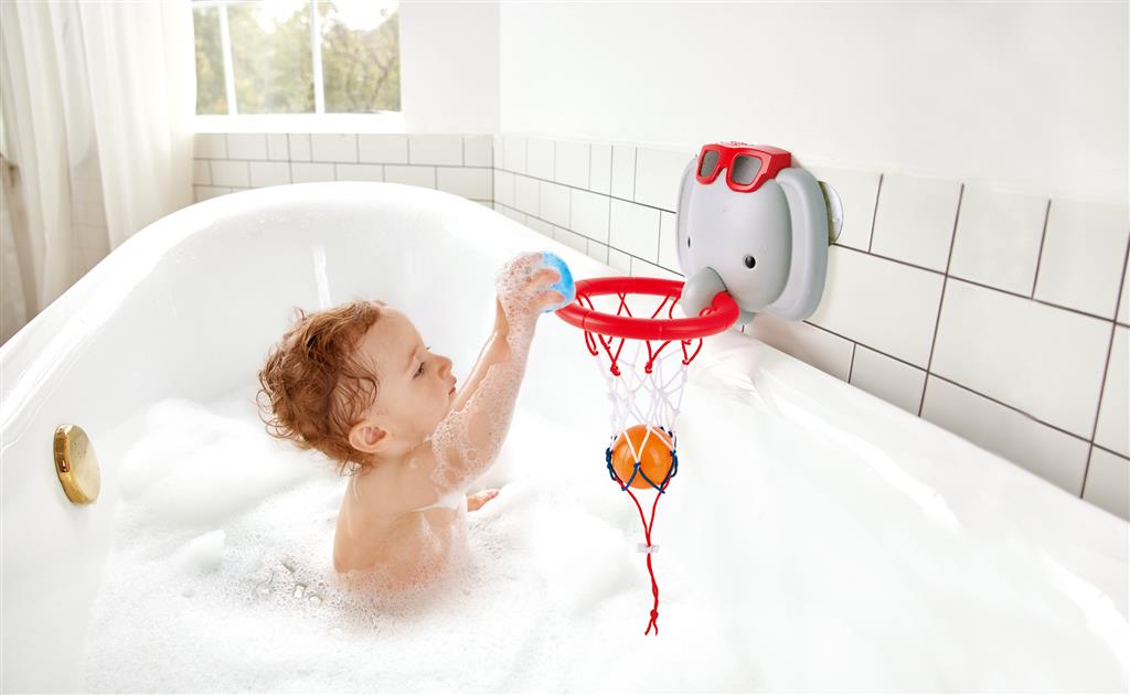 Juguete Para Baño - Cesta de Baloncesto de Elefante - Hape - Imagen 3