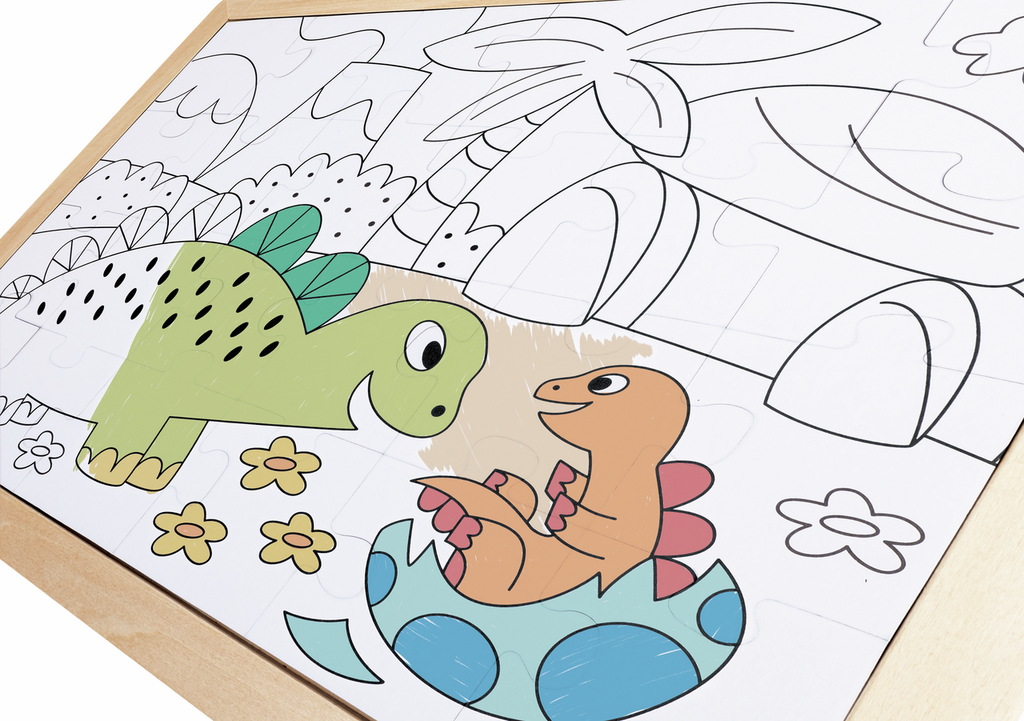 Puzzle Y Colorea Dinosaurios 24 Piezas - Hape - Imagen 3