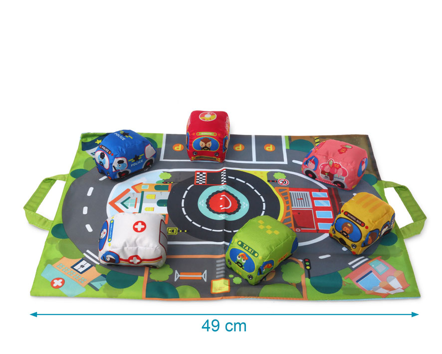 Juego Coches Blanditos Para Bebe Portatil - Kiokids - Imagen 2