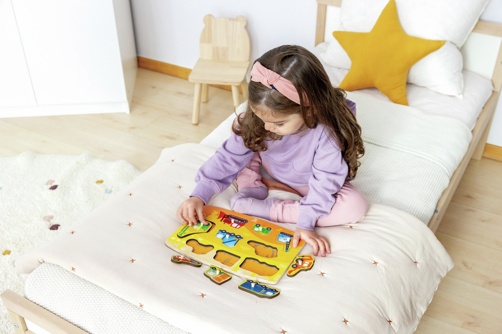 Puzzle Vehiculos Construccion Con Pinzas - Hape - Imagen 3