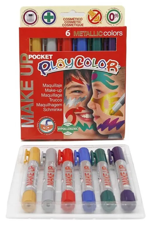 MAQUILLAJE INFANTIL PLAYCOLOR METALIZADO 6 COLORES - Imagen 2