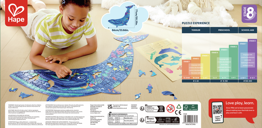 Puzzle de Suelo Brillante Ballena 200 piezas - Hape - Imagen 4
